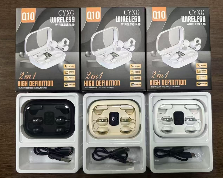 Nouveauté Tendance : Écouteurs Sans Fil 2 en 1 à Clip d'Oreille Bluetooth 5.4, Qualité Sonore Stéréo Haute-Fidélité, Longue Autonomie, Affichage Numérique LED Intra-Auriculaires