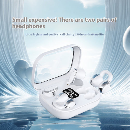 Nouveauté Tendance : Écouteurs Sans Fil 2 en 1 à Clip d'Oreille Bluetooth 5.4, Qualité Sonore Stéréo Haute-Fidélité, Longue Autonomie, Affichage Numérique LED Intra-Auriculaires
